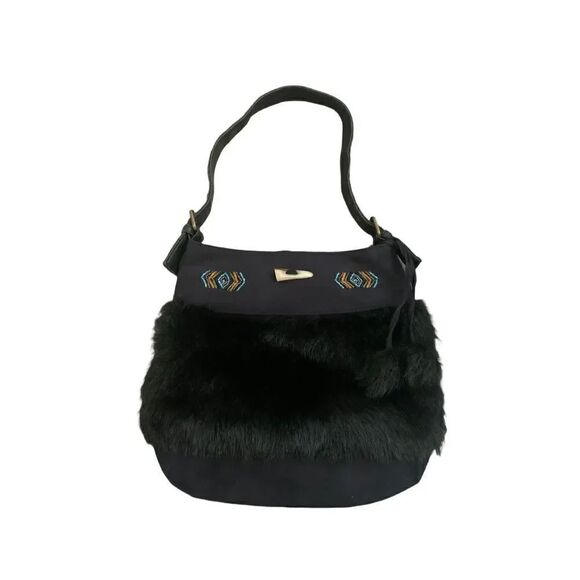 Vintage Handbags - Fur embroidered vintage bag